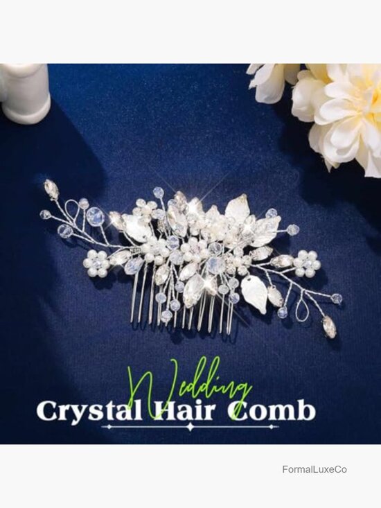 Crystal Leaf Hair Comb Bridal Pearl Headpiece Wedding Updo Accessory main image 6